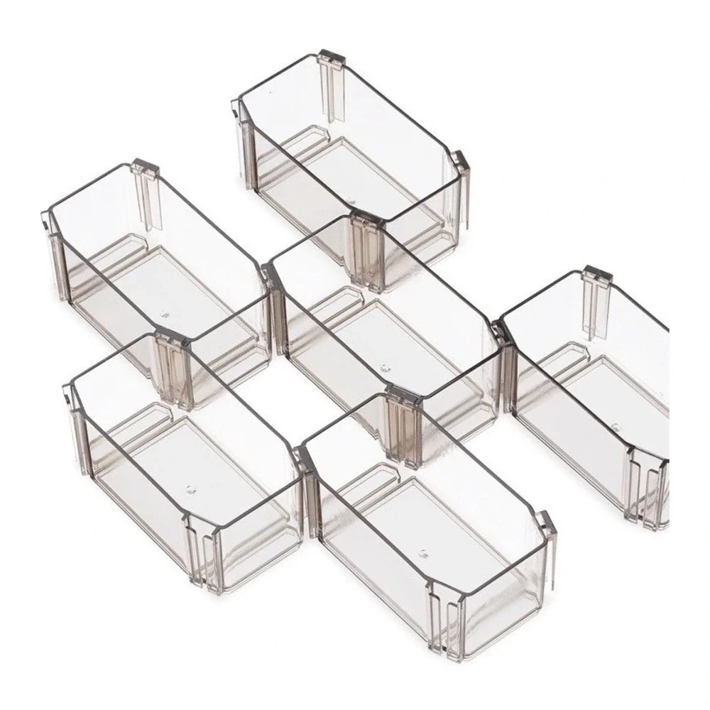 Clear Stackable Storage Drawer Organizers Bins Makeup Craft Office 12 pack‎